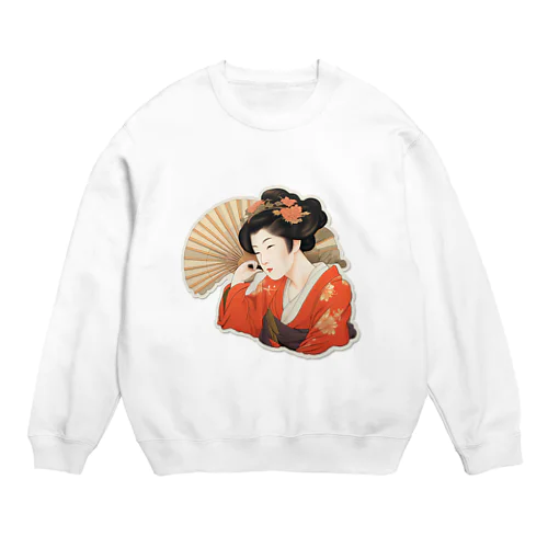 浮世絵 美人画 Ukiyoe beauty painting [UB-MJ52-SR001-0001] Crew Neck Sweatshirt