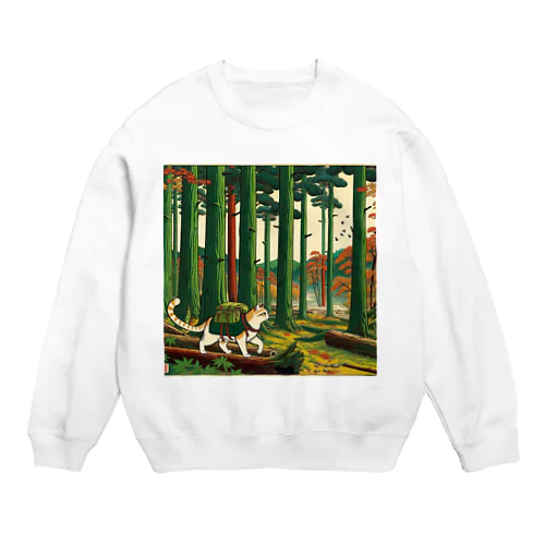 浮世絵猫野営６ Crew Neck Sweatshirt