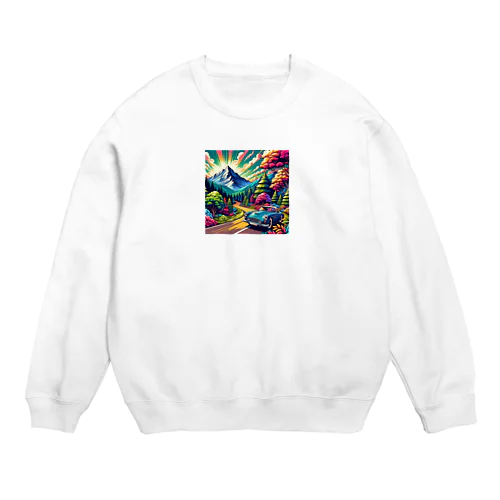 山のドライブ Crew Neck Sweatshirt