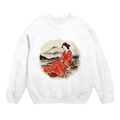 浮世絵 美人画 Ukiyoe beauty painting [UB-MJ52-SR002-0010] Crew Neck Sweatshirt