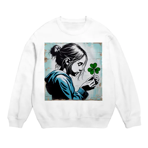 三つ葉のクローバーでさえ、祈る少女 Crew Neck Sweatshirt