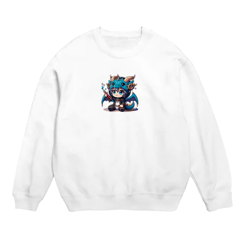 可愛いドラゴンのマスコット Crew Neck Sweatshirt