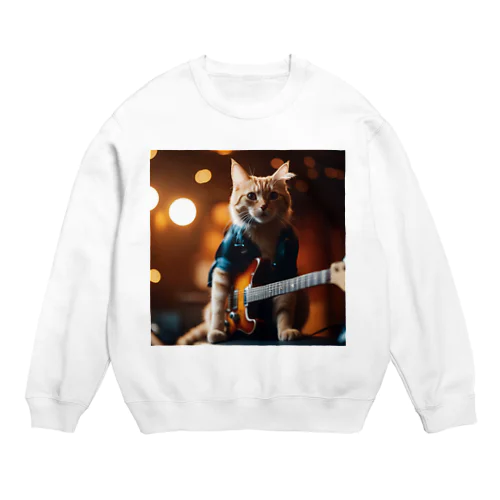 Kawaii Rock Cat Crew Neck Sweatshirt