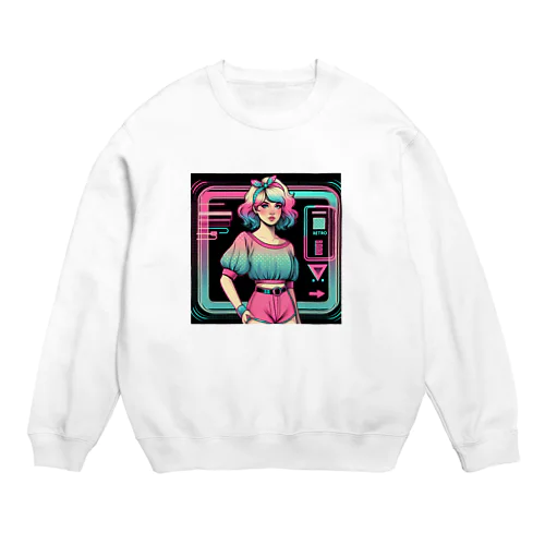 ニューレトロな女の子イラスト Crew Neck Sweatshirt