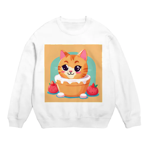 スイーツ大好きな子猫ちゃん Crew Neck Sweatshirt