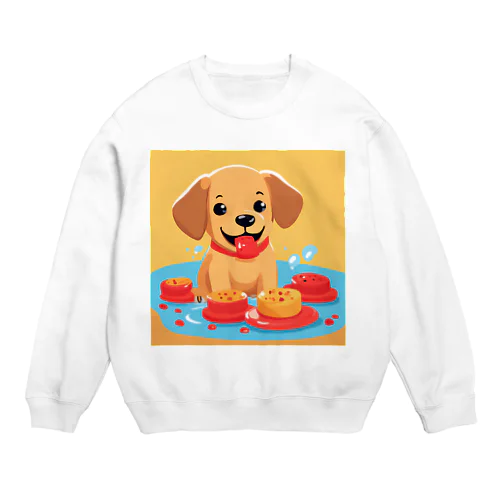 スイーツが大好きな子犬 Crew Neck Sweatshirt