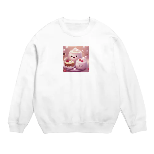 ふわふわマシュマロかわいいプリン Crew Neck Sweatshirt