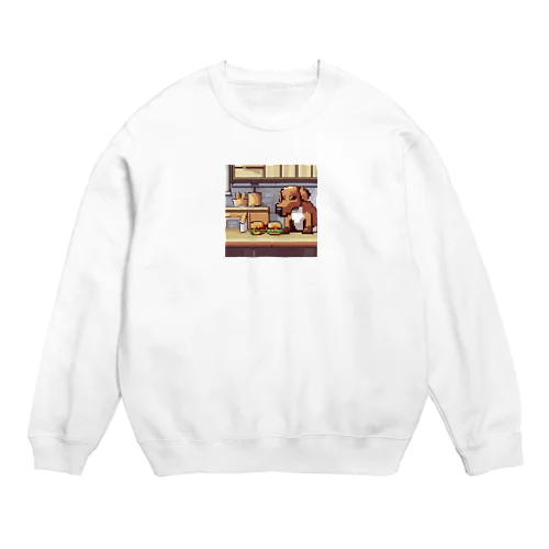 ハンバーガーを作っている犬 Crew Neck Sweatshirt