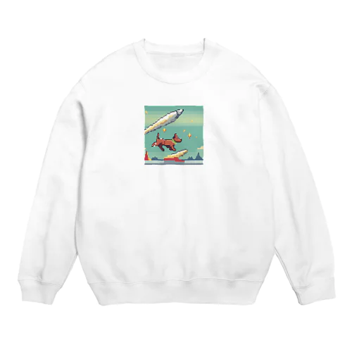 ロケットを打ち上げている犬 Crew Neck Sweatshirt