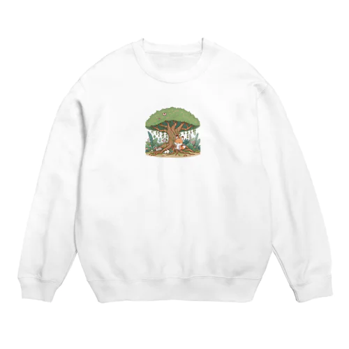 ガジュマルとキツネと森の仲間たち Crew Neck Sweatshirt