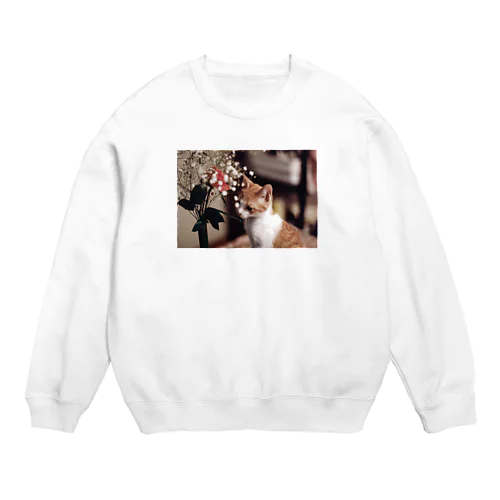 哀愁の猫ちゃん Crew Neck Sweatshirt