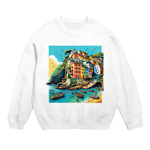 イタリアの風景　チンクエ・テッレ Crew Neck Sweatshirt