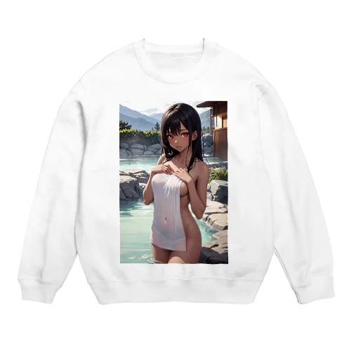 褐色の女の子が贅沢な温泉でまったりと過ごしています。 Crew Neck Sweatshirt