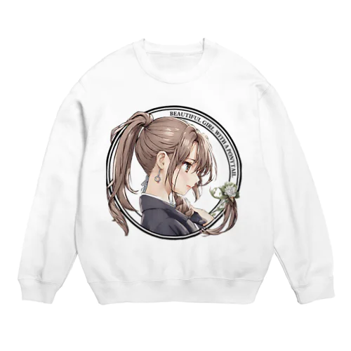 ポニーテール美少女図鑑アイコン Crew Neck Sweatshirt