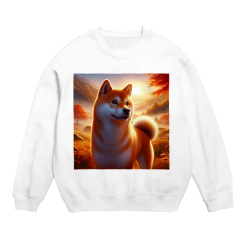 夕方の黄昏　柴犬 Crew Neck Sweatshirt