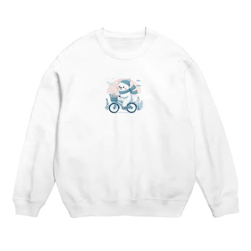 自転車で駆け抜けてシロクマ Crew Neck Sweatshirt