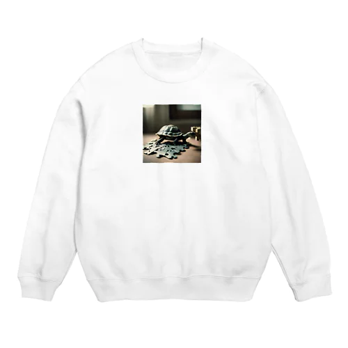 ６、パズル大好きカメさん Crew Neck Sweatshirt