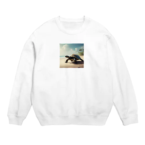 かわいいペットのカメ Crew Neck Sweatshirt