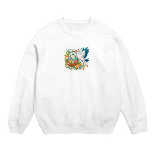 幸せを呼ぶコウノトリ2/Stork of Happiness2 Crew Neck Sweatshirt