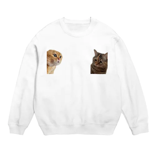 叱られる猫と叱る猫 Crew Neck Sweatshirt