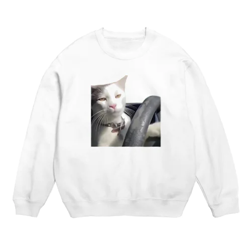 【猫ミーム】ドライブ猫 Crew Neck Sweatshirt