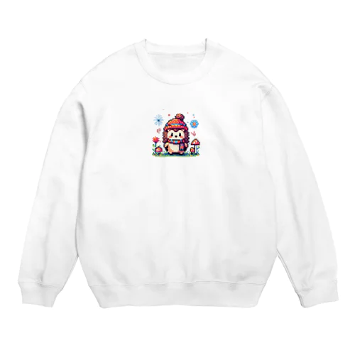 ドット絵防寒ハリネズミ Crew Neck Sweatshirt