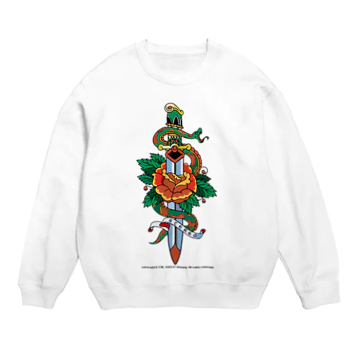 蛇と薔薇のダガータトゥーデザイン Crew Neck Sweatshirt