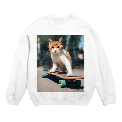 a cat on the skateboard（スケボネコ） Crew Neck Sweatshirt