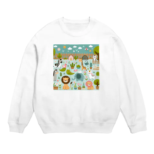 ワクワク動物園の愉快な仲間たち♪ Crew Neck Sweatshirt