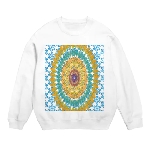 水辺に浮かぶひまわりの花 Crew Neck Sweatshirt