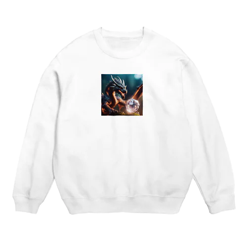 水晶を持って、魔法を使っている龍 Crew Neck Sweatshirt