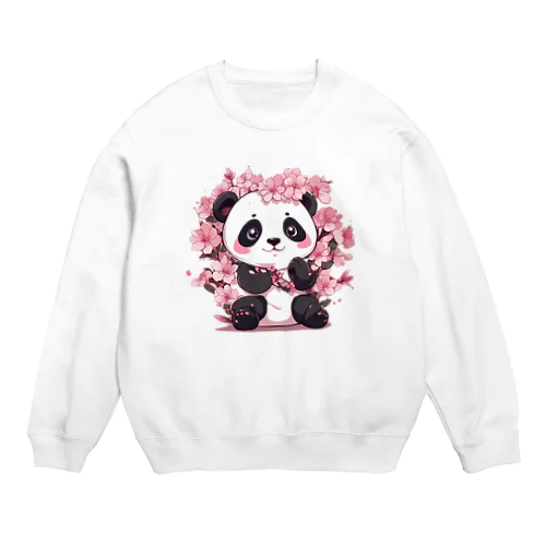 満開桜とパンダ Crew Neck Sweatshirt