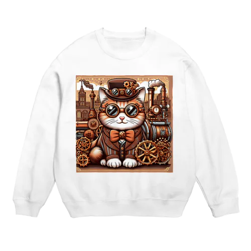 スチームパンクなゴーグル猫ちゃん Crew Neck Sweatshirt