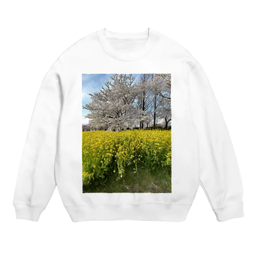 菜の花と桜のKISS Crew Neck Sweatshirt