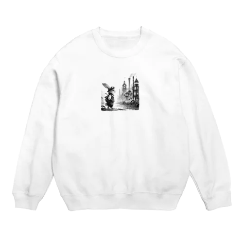 蒸気の町を旅するウサギ Crew Neck Sweatshirt