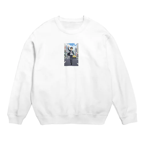 道の真ん中＠サラリーマン Crew Neck Sweatshirt