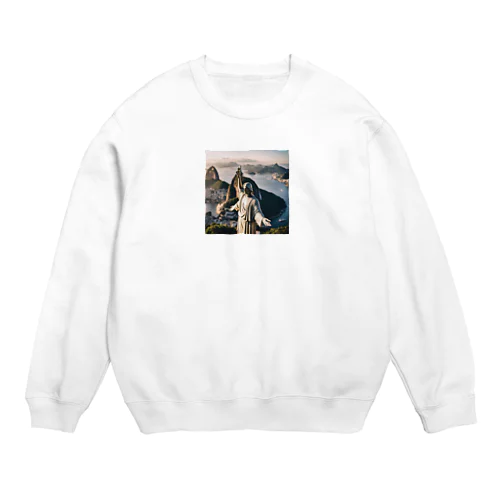 ブラジルのリオデジャネイロのコルコバードのキリスト像 Crew Neck Sweatshirt