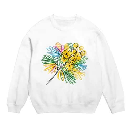 鮮やかなカラフルなミモザの花束 Crew Neck Sweatshirt