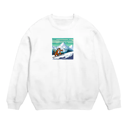 スキーをしているトラ Crew Neck Sweatshirt