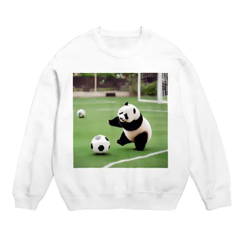 サッカーをするパンダ Crew Neck Sweatshirt