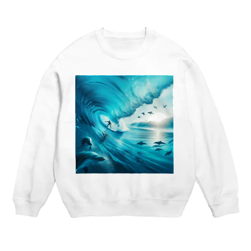 サーファーと海 Crew Neck Sweatshirt