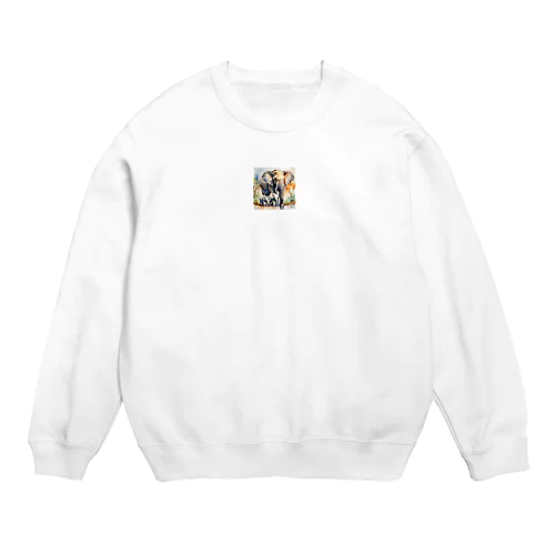 ゾウの親子　水彩4 Crew Neck Sweatshirt