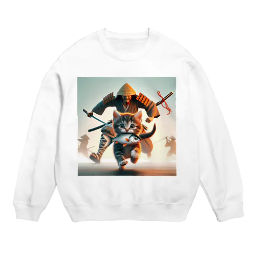 猫と侍 Crew Neck Sweatshirt