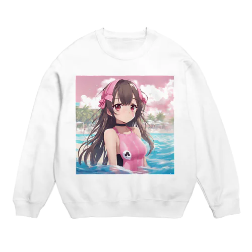 海ビーチ水着子さん Crew Neck Sweatshirt