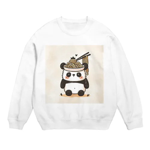 ふわふわパンダのラーメンワンダーランド Crew Neck Sweatshirt