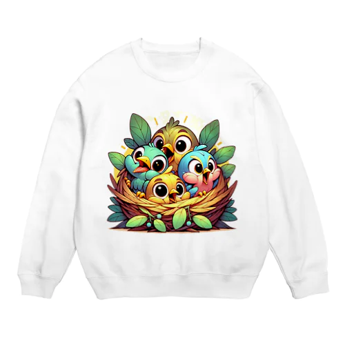 元気な赤ちゃん鳥 Crew Neck Sweatshirt