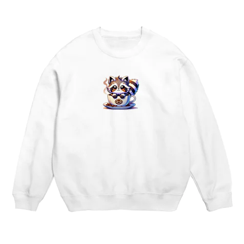 にゃんコーヒー タヌキ猫 Crew Neck Sweatshirt