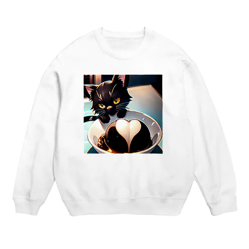 バレンタインに黒猫のチョコレートボムはいかが？ Crew Neck Sweatshirt