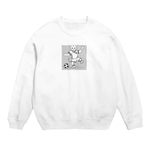 サッカーボールと猫 Crew Neck Sweatshirt