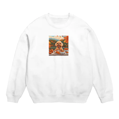 秋を楽しむトイプードル Crew Neck Sweatshirt